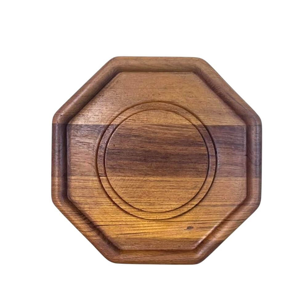 Vintage Teak Tray | Octagonal Wooden‎ Platter | Mid-Century Modern Decor
